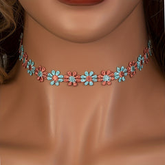 Colorful Flower Fabric Ladies Choker Necklace - Party Favors