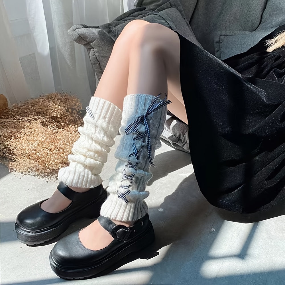 Cross Strappy Leg Warmers & Knee High Socks Women's Stockings