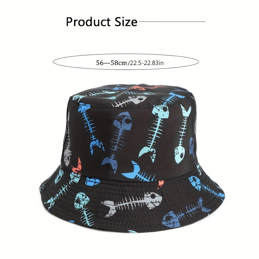 Men's Shark Print Fisherman Hat Sunshade Bucket Hat