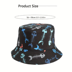 Men's Shark Print Fisherman Hat Sunshade Bucket Hat