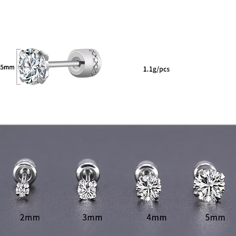 Titanium Steel Clean Zircon Earrings for Men