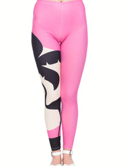 Graphic Print Skinny Leggings Casual Block Every Stretchy Leggings