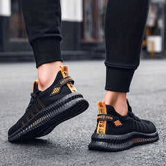 Men's Striped Walking Shoes Casual Outdoor Comfortable Lace up Sneakers
