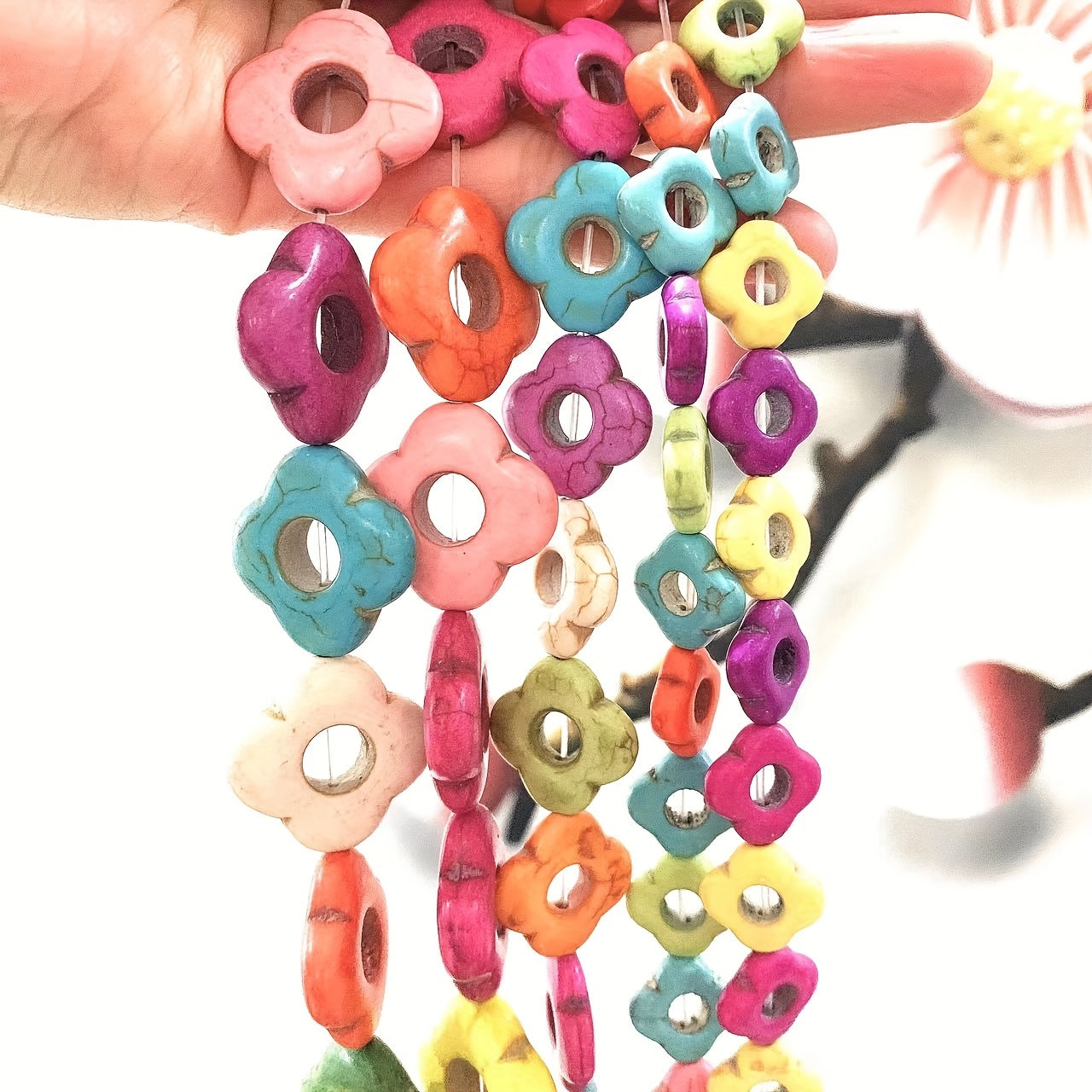 15pcs Turquoise Flower Stone Beads Necklace Bracelet DIY Jewelry Gift