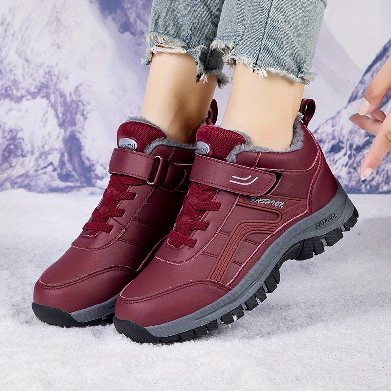 Faux Fur Lined Snow Boots Wear-Resistant Non-Slip Thermal Hiking Boots