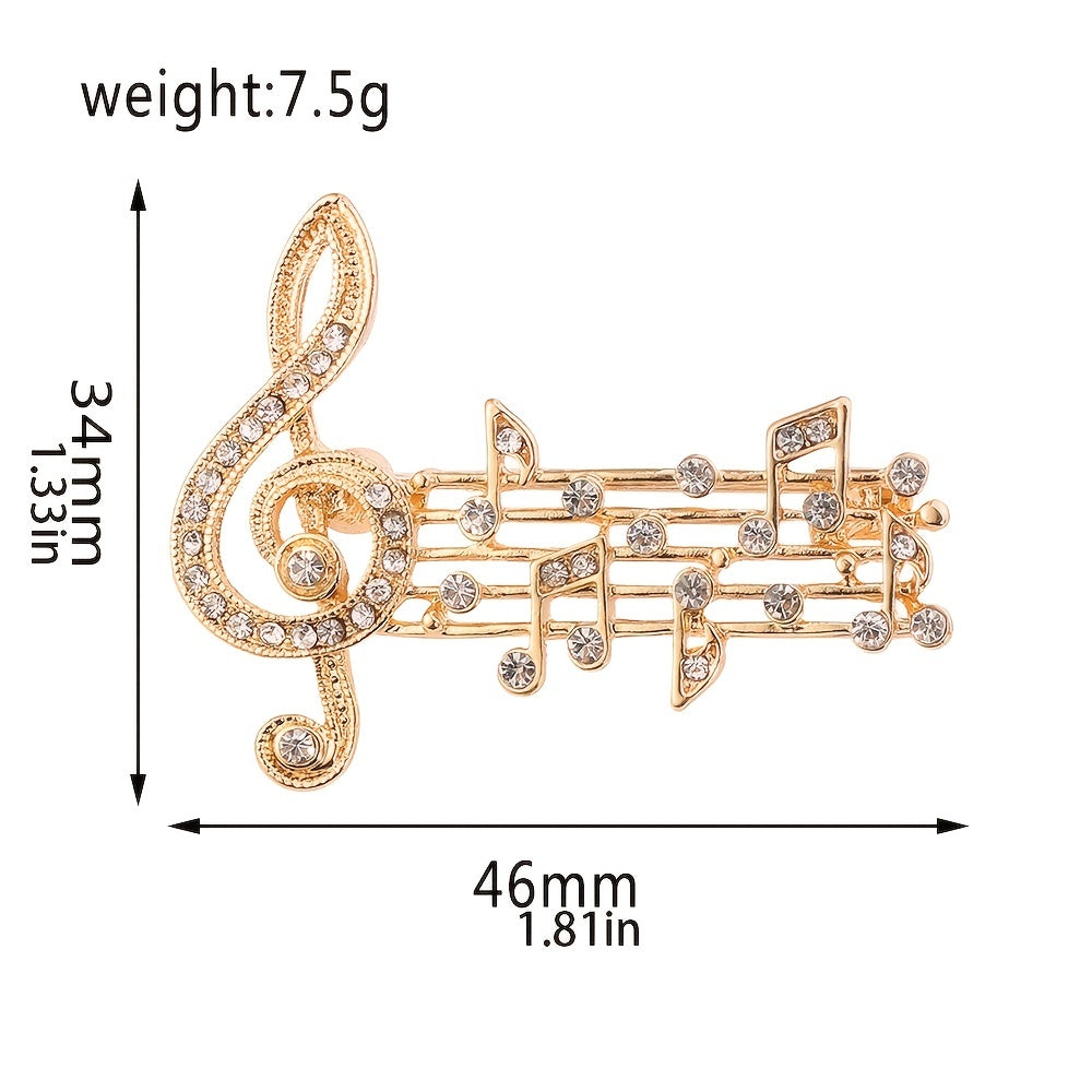 Musical Note Brooch with Artificial Diamonds
