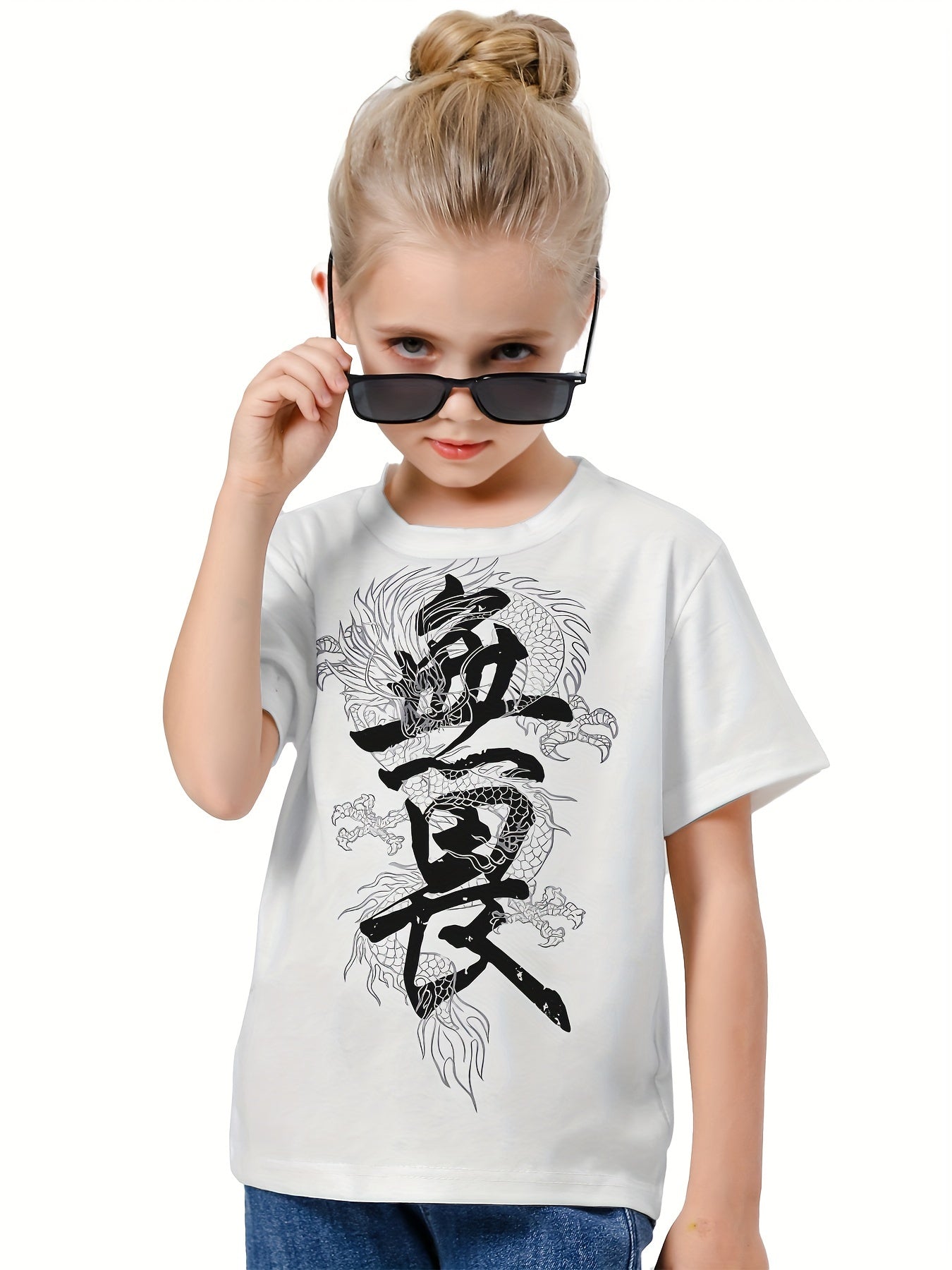 3D Letter Graphic Short Sleeve T shirt for Boys Girls