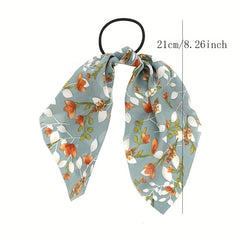 Hobo Floral Print Scarf Hair Tie Chiffon Hair Rope Elastic Hair Accessories