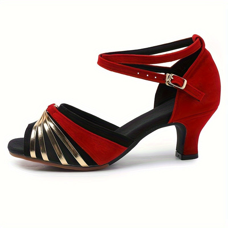 Women's Latin Dance Heels, Cross Strap & Ankle Strap Buckle