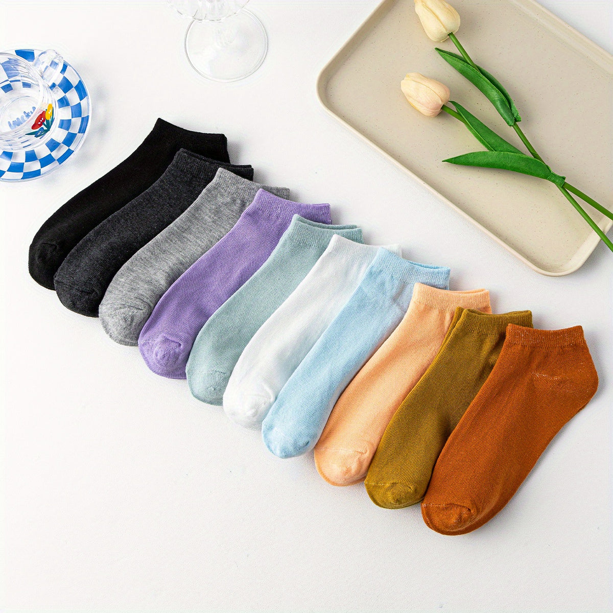 10 Pairs Soft & Lightweight Low Cut Ankle Socks Women's Stockings