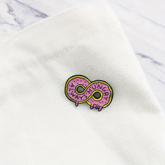 ALWAYS HUNGRY Pink Donut Cartoon Brooch