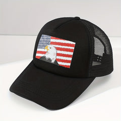 Mens Eagle Print Mesh Baseball Cap