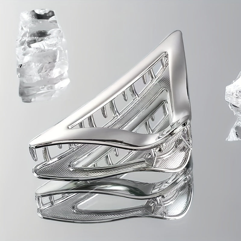 Silvery Triangle Hair Claw Clip Alloy Nonslip Shark Claw