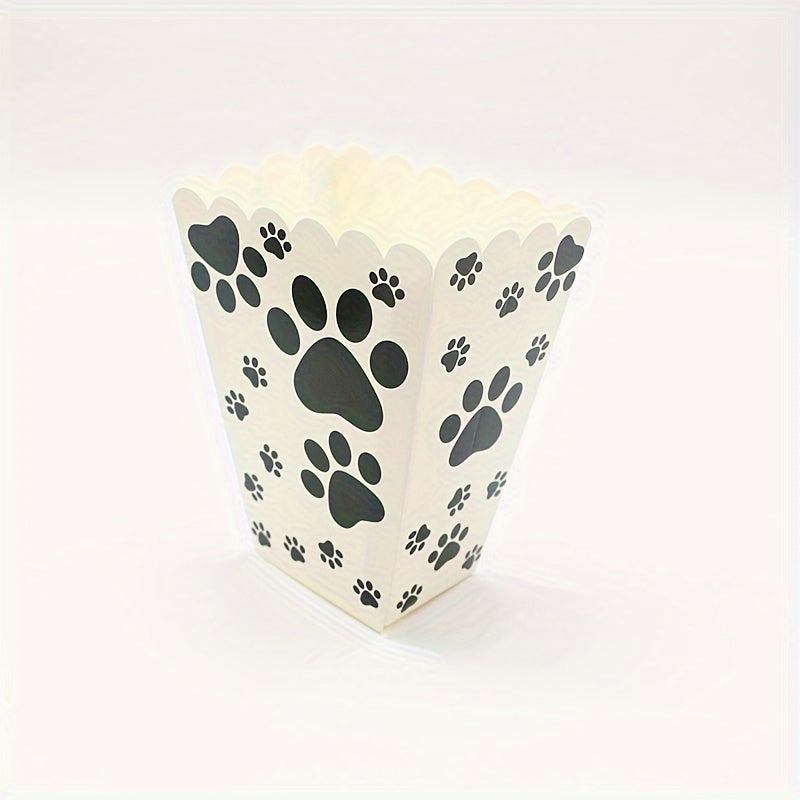 6pcs Dog Paw Print Popcorn Bags & Paper Buckets Movie Theater Decor