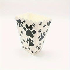 6pcs Dog Paw Print Popcorn Bags & Paper Buckets Movie Theater Decor