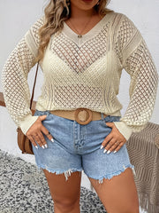  V Neck Semi Sheer Sweater
