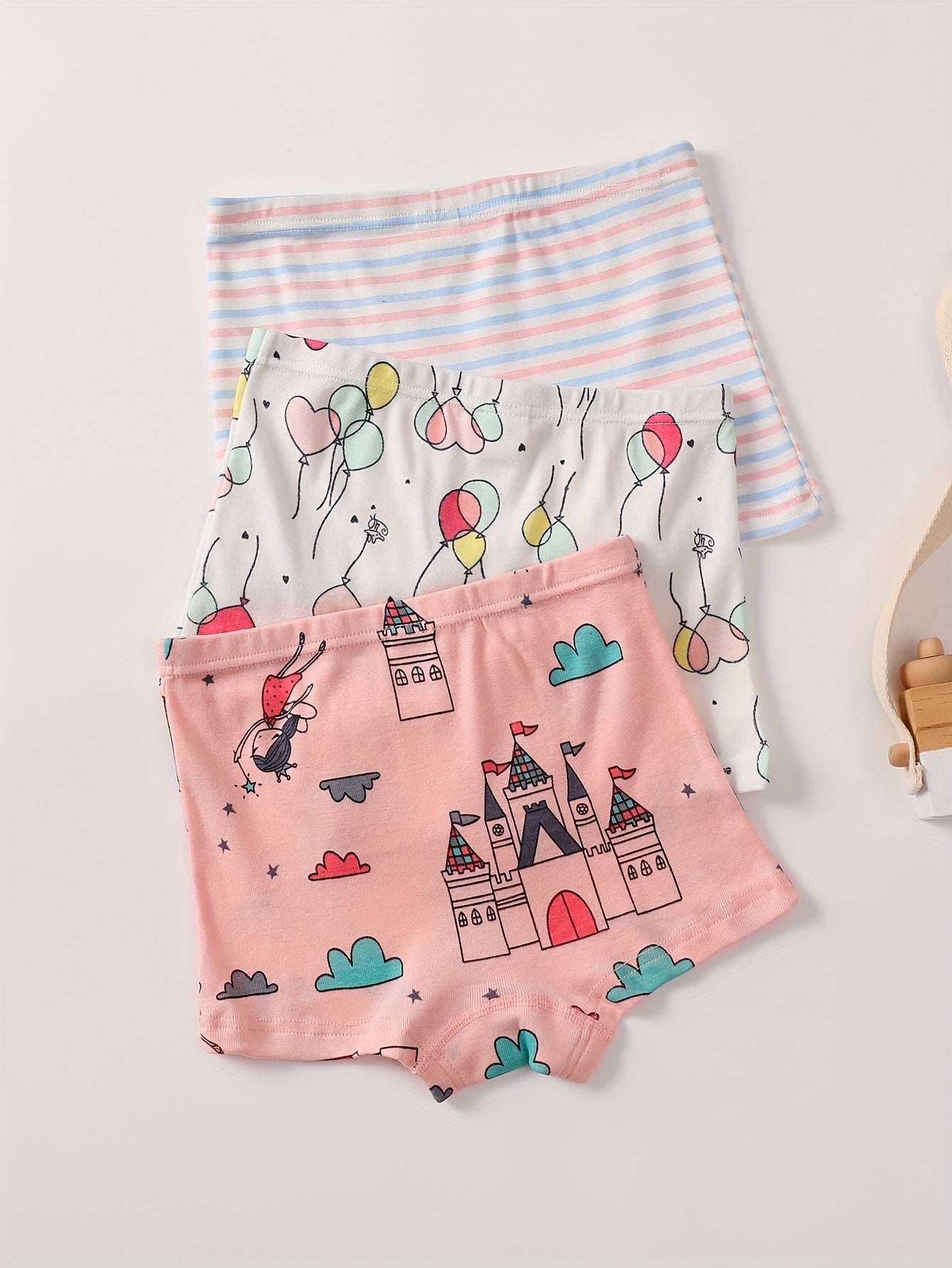 3pcs Cartoon Pattern Panties Comfy Kid's Underwear