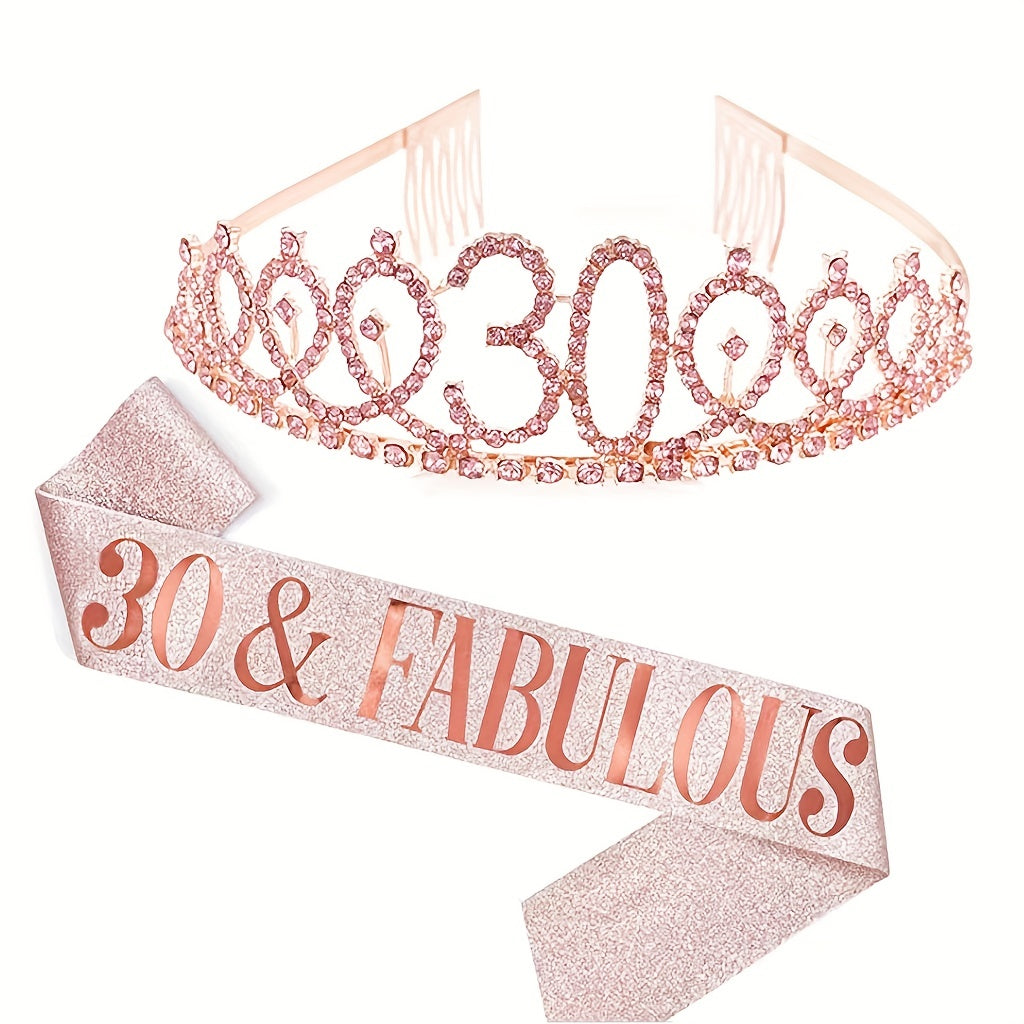 AB Rhinestone Happy Birthday Queen Tiara for Women