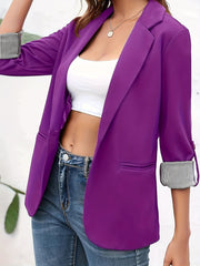  Blazer Open Front Lapel Collar Work Office Blazer