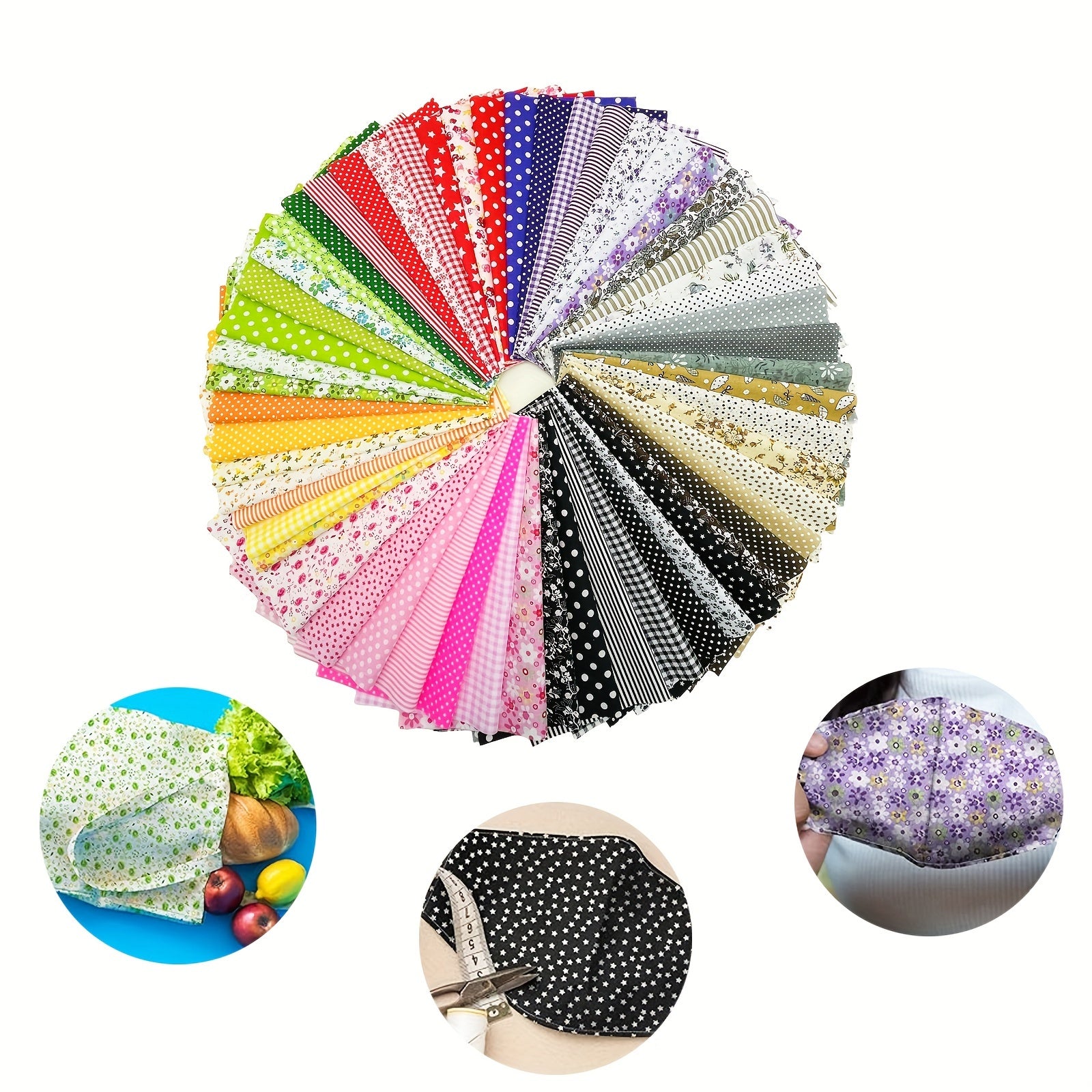 56pcs Fabric Patchwork Cotton Mixed Squares Bundle Sewing Quilting Craft