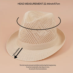 Short Brim Fedora Cap Breathable Jazz Hat Summer Sun Hat