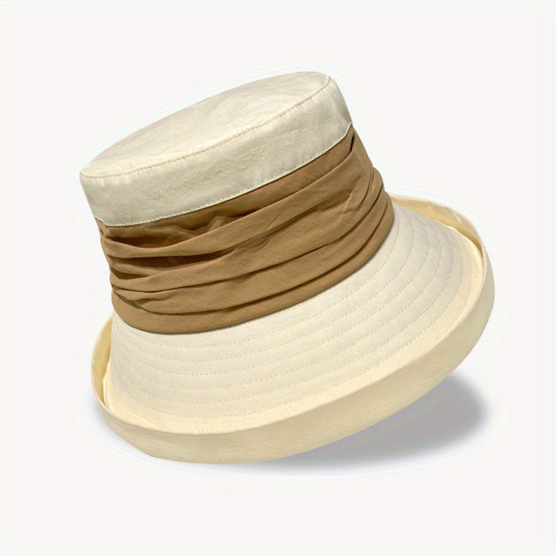 Vintage Block Bucket Hat Rolled Brim Lightweight Classic Basin Hat