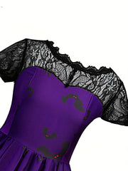 Girl's Halloween Lace Sleeve A Line Dress Costume