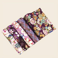 5pcs Japanese Style Purple Patches Cotton Quilting Fabric 9.8in