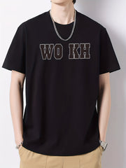 Men's Letter Print Active T-shirt for Summer