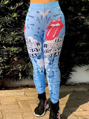  Graffiti Print High Rise Leggings