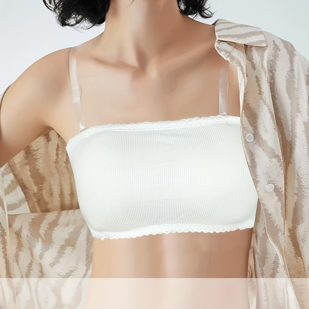 Women's Wireless Bra with Lace Trim
