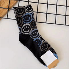 Smiling Graffiti Print Socks Mid Tube Women's Stockings