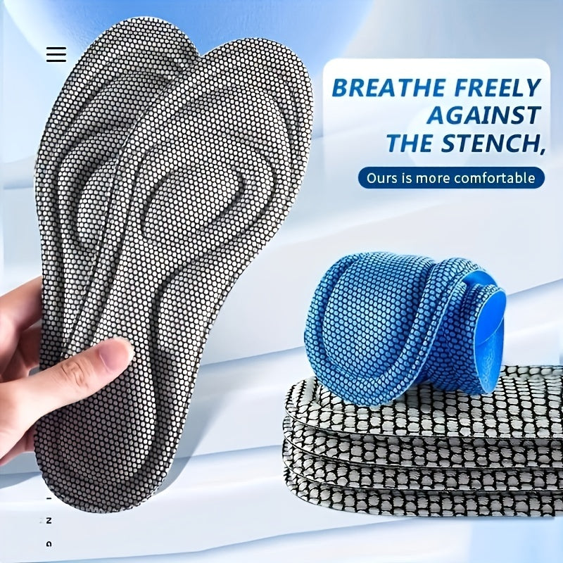 1 Pair 5D Grey Sports Insoles Memory Foam Orthopedic Anti Odor High Elastic