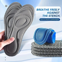 1 Pair 5D Grey Sports Insoles Memory Foam Orthopedic Anti Odor High Elastic