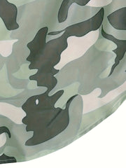  Camo Long Sleeve Button Up Tunic Shirt Top