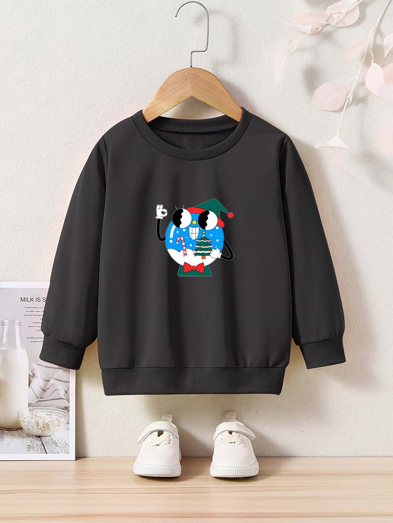 Cartoon Graphic Crew Neck Long Sleeve Sweatshirt for Kids