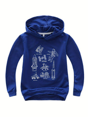 Space Rocket & Astronaut Boys Hooded Sweatshirt