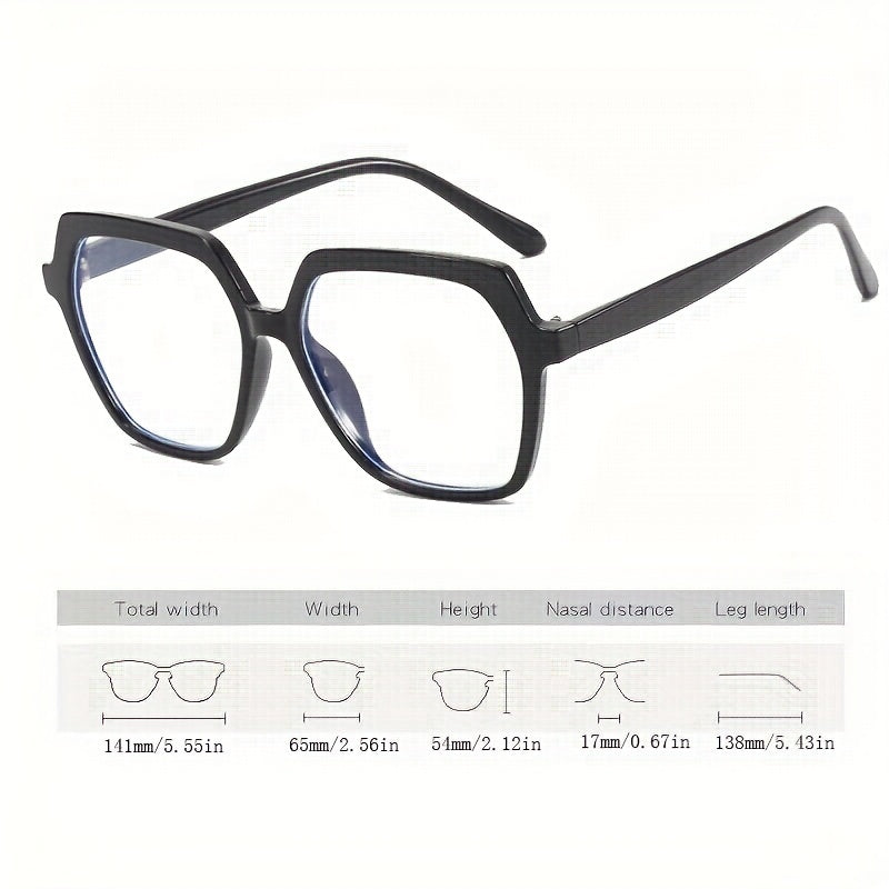 Geometric Clear Lens Glasses Block Spectacles Frame for Women Girls