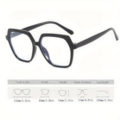 Geometric Clear Lens Glasses Block Spectacles Frame for Women Girls