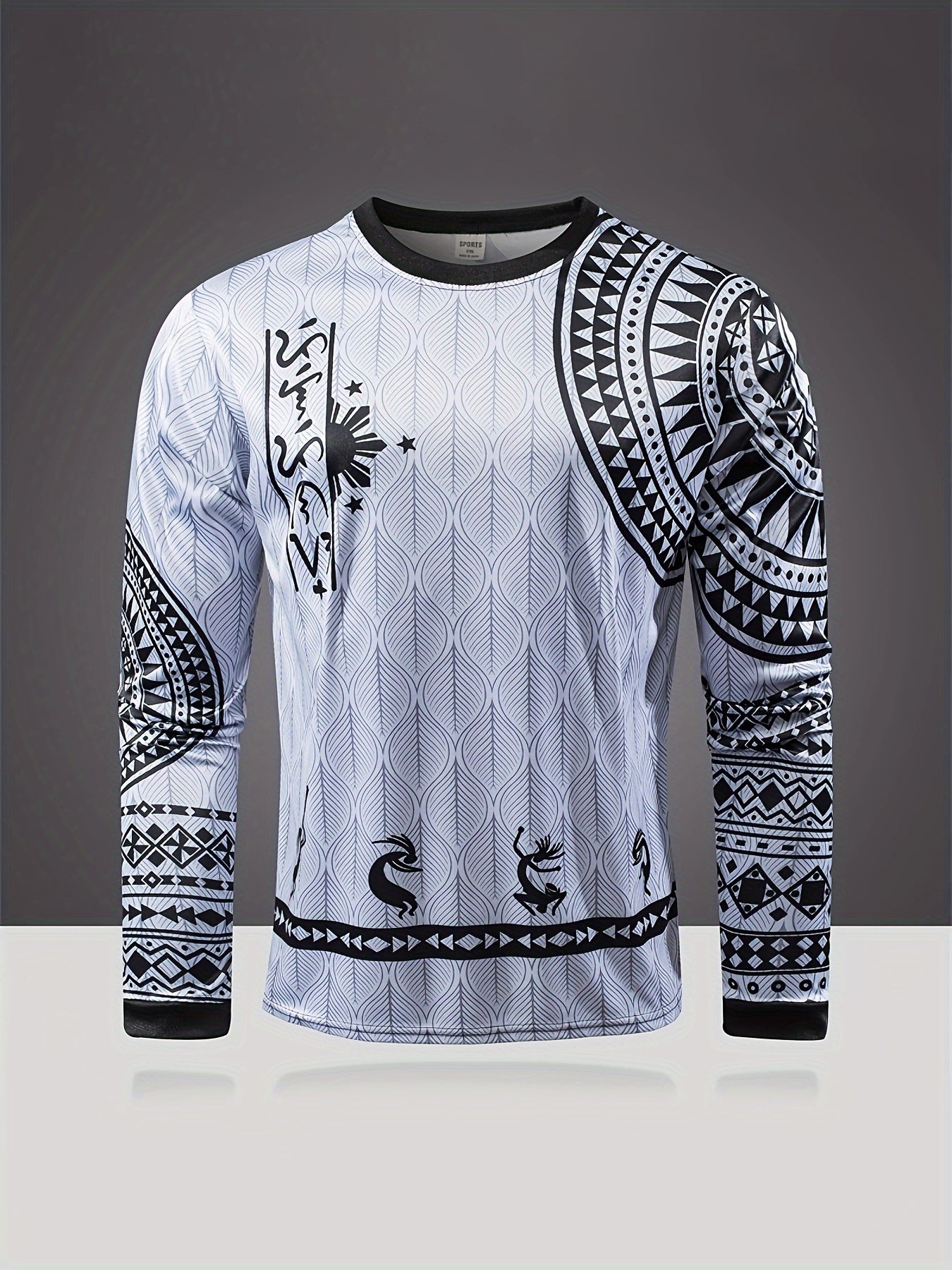 Men's Geometric Pattern Shirt Long Sleeve Top