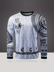 Men's Geometric Pattern Shirt Long Sleeve Top