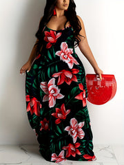  Tropical Print Maxi Cami Dress