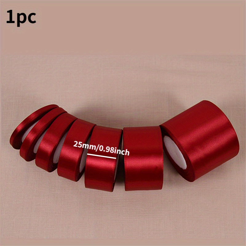 25 Yards Wine Red Silk Satin Ribbon for Weddings and DIY Projects