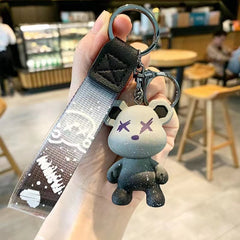 Stylish Gradient Stars Standing Power Bear Keychain Key Ring Gift Bag