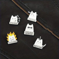 Funny Cat Enamel Lapel Pin Brooch for Men