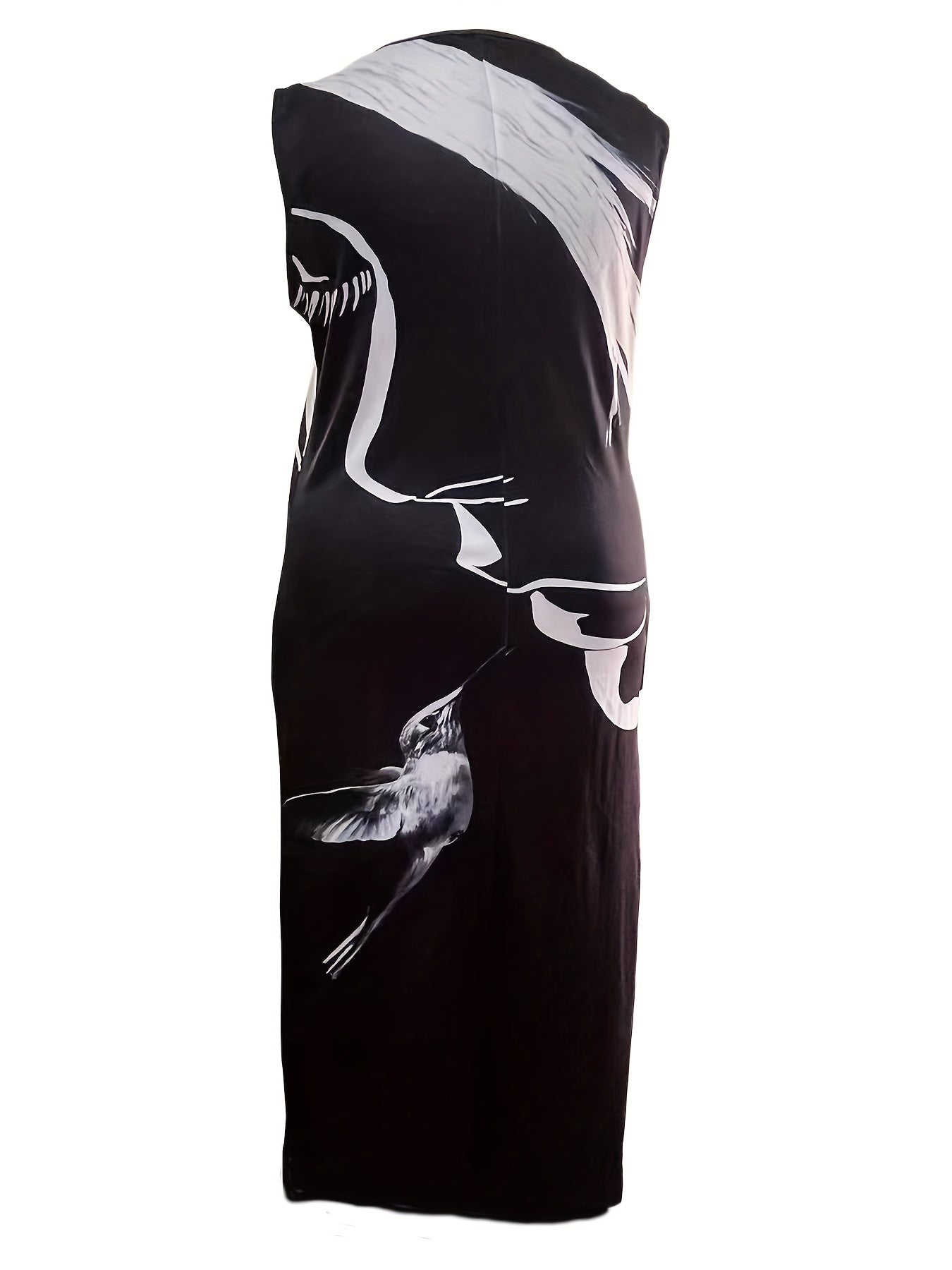  Colorblock Print Maxi Tank Dress With Pockets