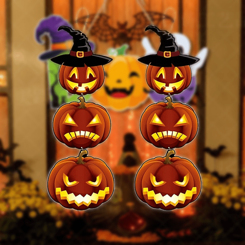 2pcs Halloween Pumpkin Paper Hanging Flag Decoration