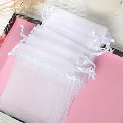 10pcs Transparent Organza Bag Wedding Gift Drawstring Soap Makeup Gauze Gift Bag