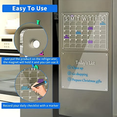 Acrylic Magnetic Dry Erase Board Calendar For Fridge - Clear