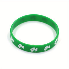 St. Patrick's Rubber Bracelet - Letters & Shamrock Graphics - Lucky Wristband